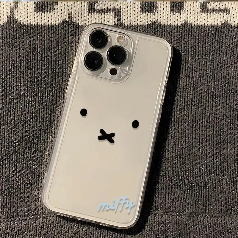 Kawaii Miffy Phone Case Silicone anti-drop simple all-wrap soft case For iPhone 17 16 15 14 13 12 11 Pro Max Plus Air & Samsung Galaxy S26 Ultra S25 S24 S23 S22 S21 Plus - Top Fan's Phone Case Cover as Perfect Gift