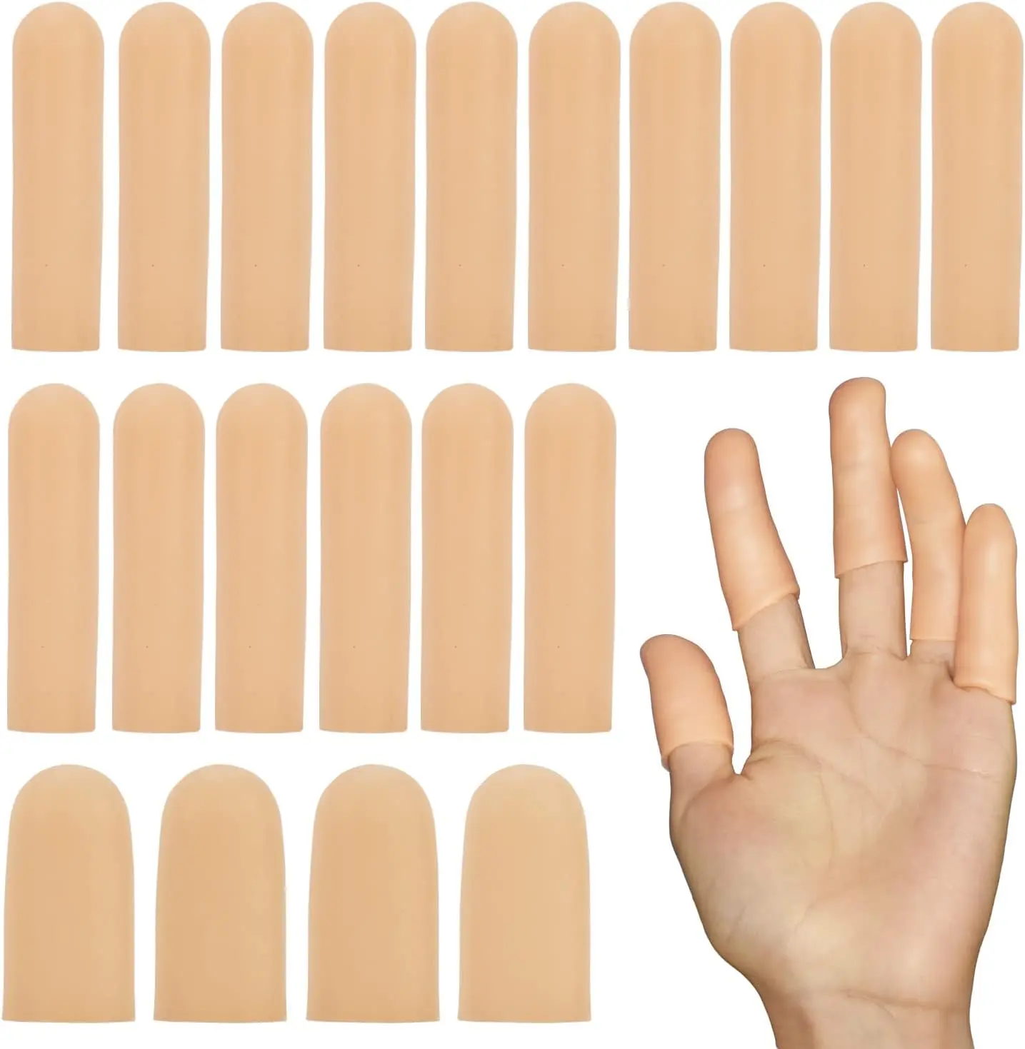 [New Deal] Gel Finger Cots, Silicone Finger Protectors, Fingertip Bandages Band-aids for Dry Skin, Cracked Fingertip Treatment,Thumb Protector Covers for Hand Eczema Finger Arthritis (20pcs)