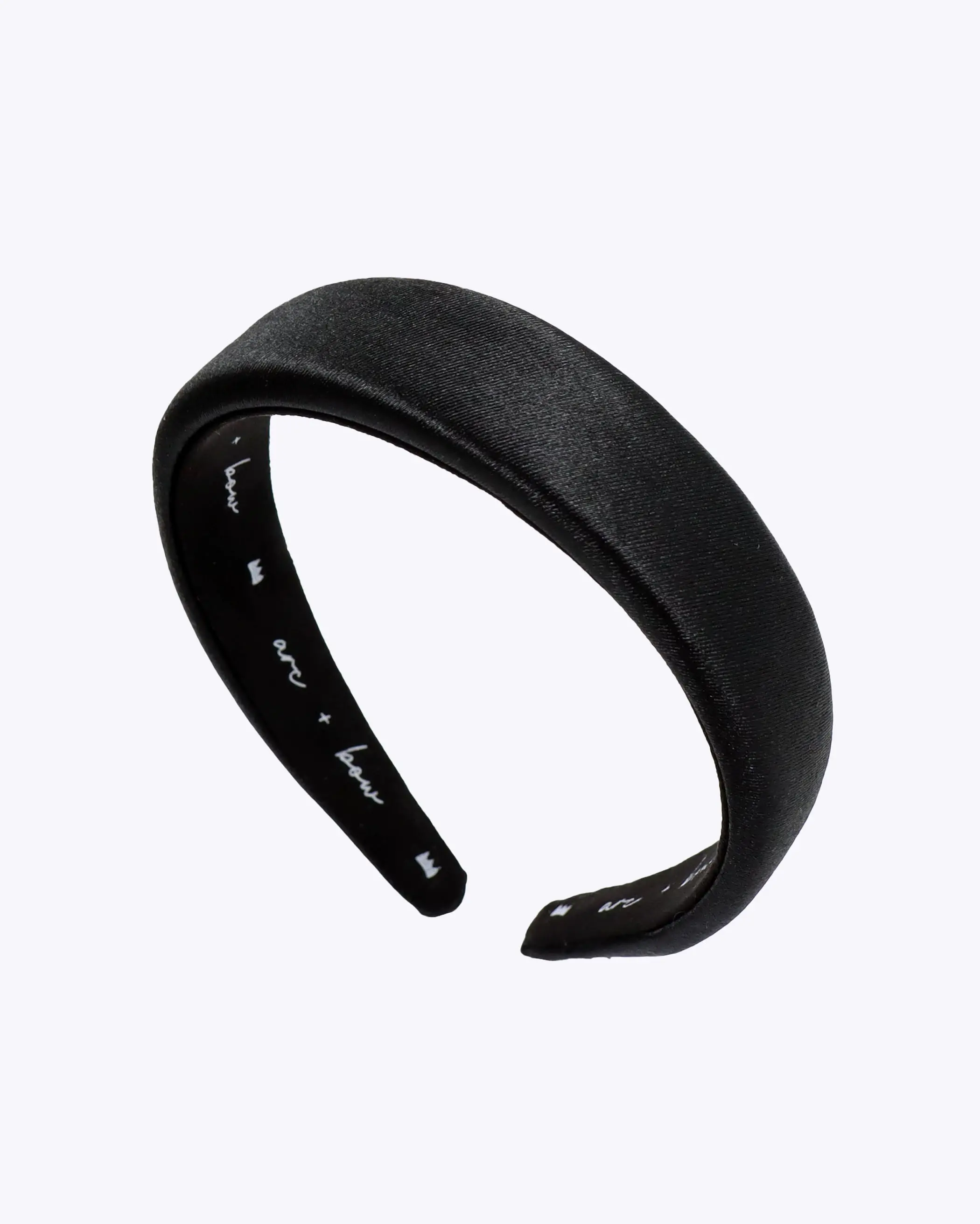 Arc and Bow, Padded Headband, The Prima Headband in Black Satin