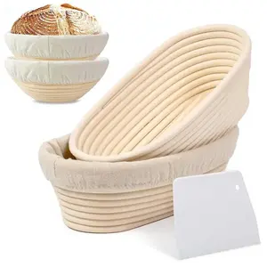 Oval French Sourdough Proofing Basket with Cloth Liner, 1 Count Banneton Bread Proofing Basket, Baking Basket for Bread Making, Baking Utensils for Home Kitchen Baking House, Baking Supplies, Baking Tools
