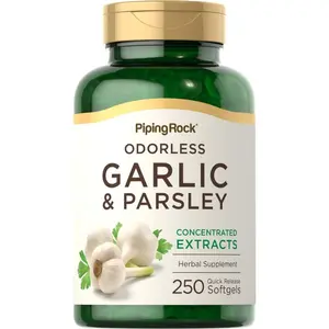 Piping Rock Odorless Garlic and Parsley Pills | 500mg | 250 Softgel Capsules | Concentrated Herbal Extract | Non-GMO, Gluten Free Supplement