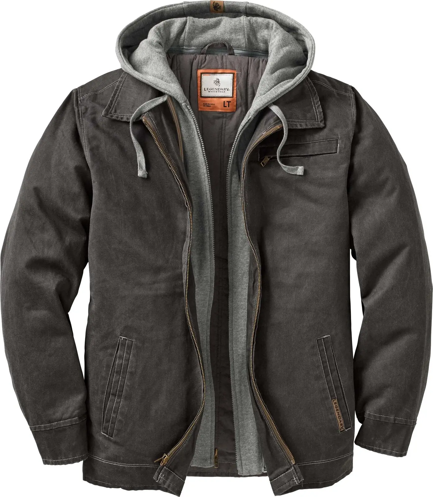Legendary Whitetails Men's Dakota Waxed Cotton Casual Coat - Mensfashion Long-Sleeve Outerwear with Zipper, Polyester Accents, Pockets for Versatile Layering