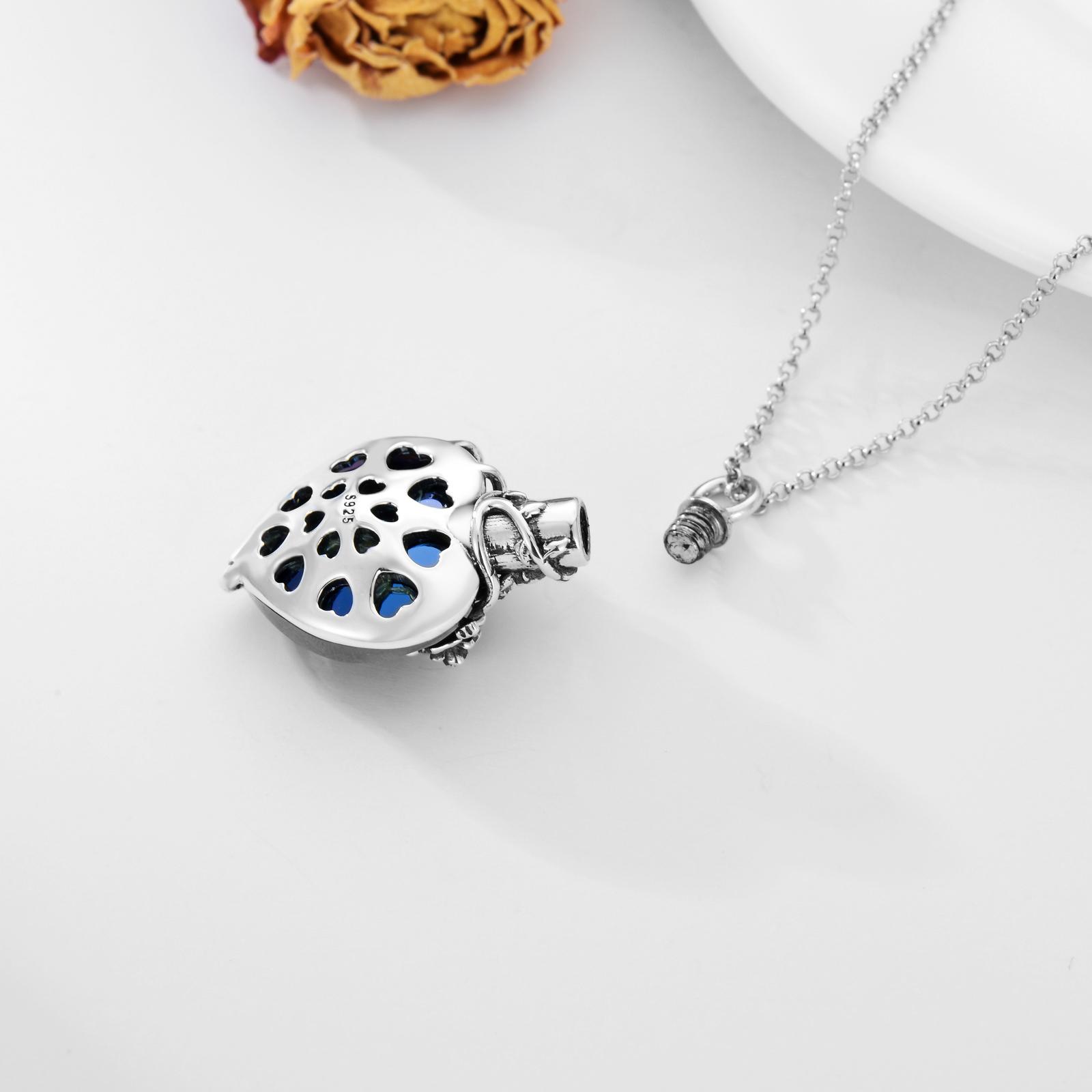 MEIDERBO Jewelry Rose/Lotus Urn Necklace 925 Sterling Silver Heart/Teardrop Crystal Memorial Jewelry Pets and Family Memorial Necklace for Women
