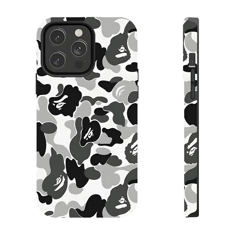 2026 New Bape Protective Camo Streetwear Phone Case Suitable for iPhone 17 16 15 14 13 12 11 Pro Max Plus and Samsung Galaxy S23FE 22 23 Impact Resistant Hard Case with Flexible Rubber Liner Glossy Finish UV Protected 2 Piece Design
