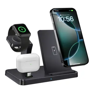 3 in 1 Wireless Charger for iPhone Charging Station, Multifunctional Fast Charger Stand for iPhone 16 15 14 13 12 11 Apple Watch Ultra 10 9 8 7 6 5 SE, USB C Charging Station for Apple Airpods Pro 3 4 wireless charger charging  dock