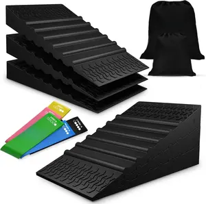 Squat Wedge Block 6 count Resistance Bands 5 count,  Adjustable Non-Slip Rubber Squat Wedge, Weight Lifting, Deadlift Squat,  Stretcher, Improve Mobility  and Strengthen Performance