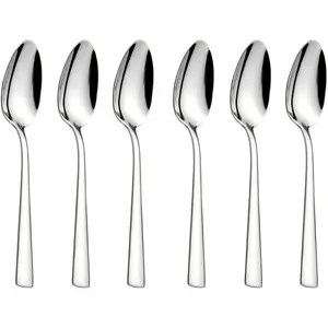 6-Pieces Teaspoons Set Stainless Steel 18/0  Spoons, 6.29 Inches For Home, Kitchen Restaurant, square handle
