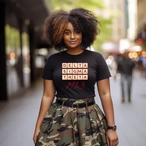 Delta Sigma Theta Scrabble T-Shirt: Crimson & Cream, Unisex Fit Runs Small