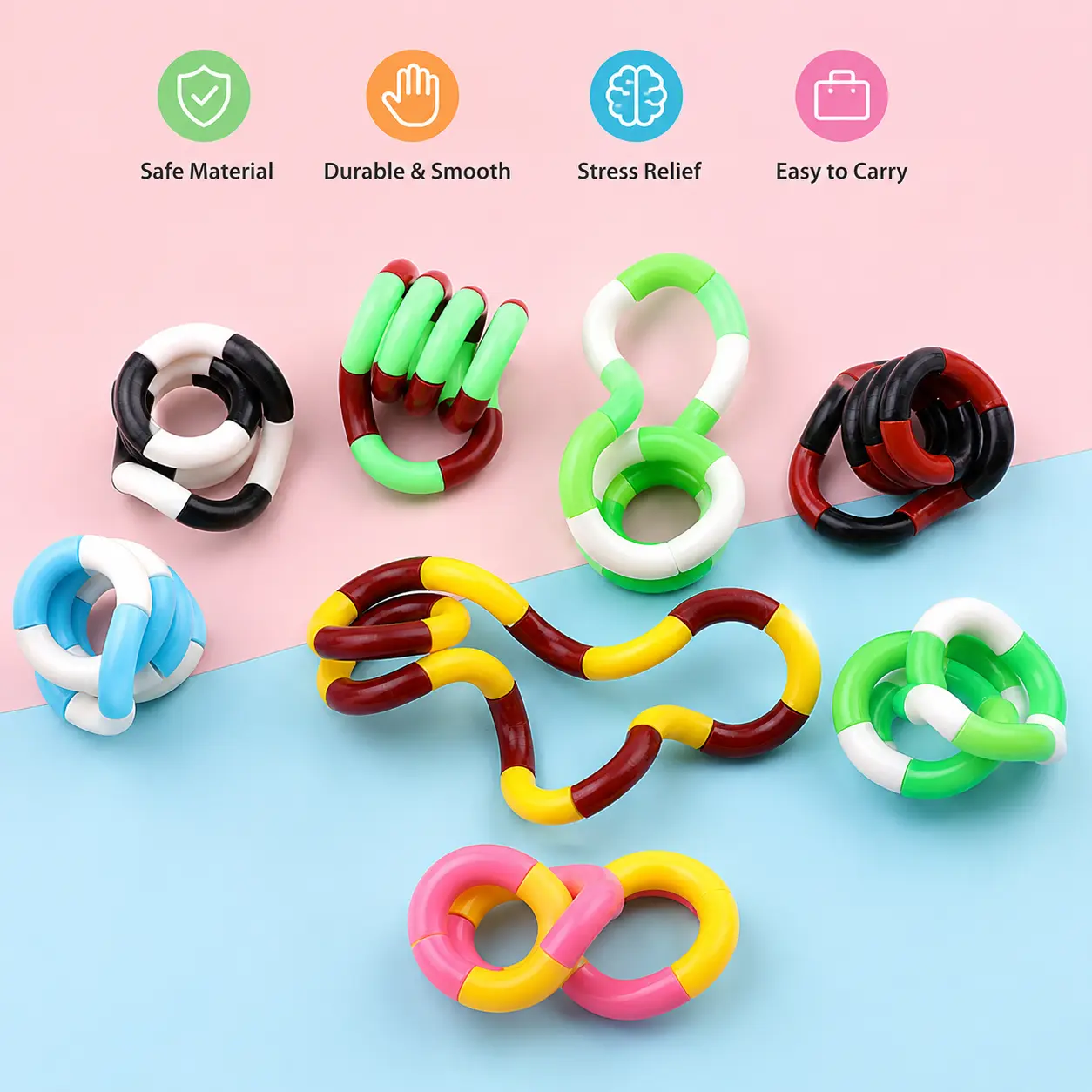 1 Count, Mixed Color Fidget Twisted String Toy,Random color, Portable Bendable Stress Relief Deformation Toy for Daily Casual Use