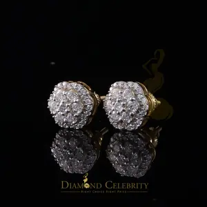 DiamondCelebritees New Women's/Men's 925 Silver Yellow 1.00ct VVS D Moissanite Floral Stud Earrings