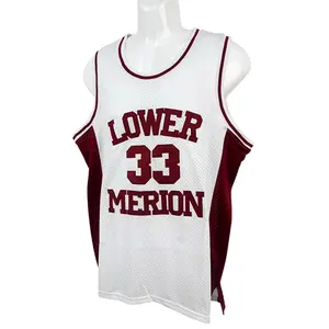 Men Basketball Jersey high school Lower Merion 33# Bryant Sewing embroidery Outdoor sports jerseys Cheap high quality summer sportswear 2025 Red White Mesh breathable Sleeveless training suit