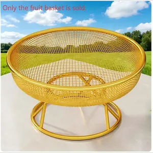 Luxury Iron Fruit Tray, Creative High Foot Fruit Basket, Hollow Grid Drainage Snack Storage Bowl, Nordic Style Minimalist Desktop Dry Fruit Dish