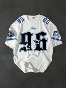 Men's Loose Fit Fashion Print T-Shirt, Casual Daily Wear, Cartoon Pattern, All Seasons, Unisex, Young College Street Style