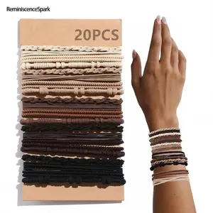 60/20 PCS Boho Charm Hair Ties Bracelet – 4 Cute Styles Elastic Hair Bands for Thick & Thin Hair, No-Damage Fashion Scrunchies for Daily Wear, Versatile Hair & Wrist Accessories