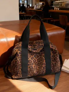 Retro fashion personalized leopard print tote bag, Handbag Shoulder Bag, multifunctional large capacity single shoulder crossbody bag, can accommodate clothes, files, computers, suitable for short trips, outings, commuting, Fashionable crossbody bag