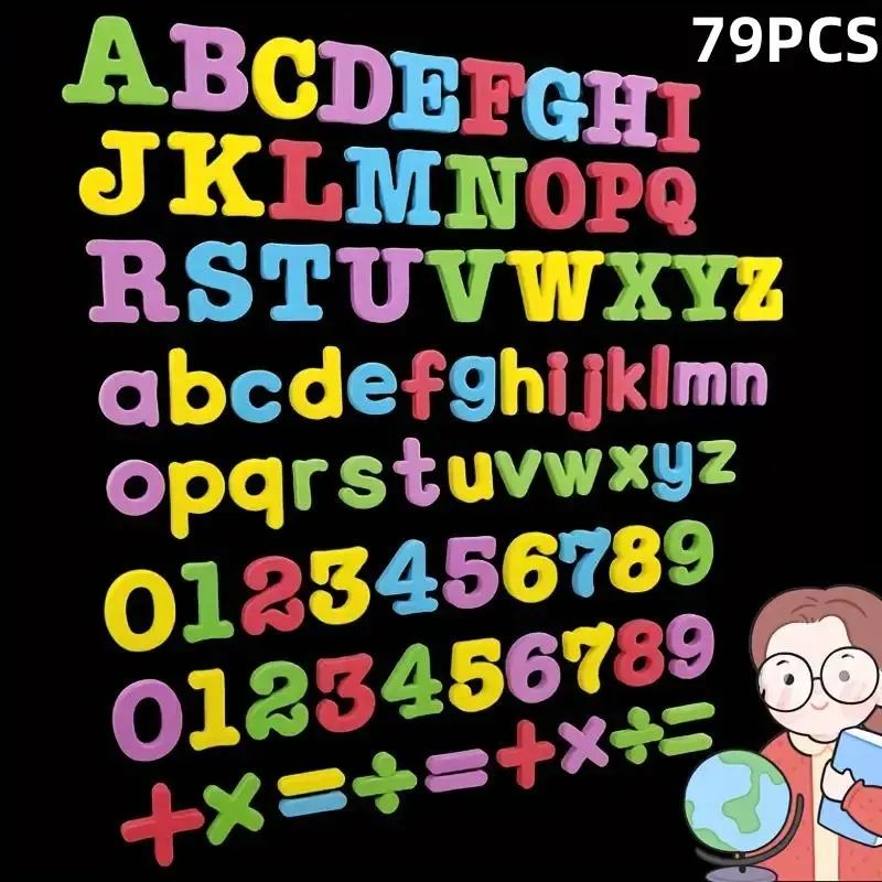 Alphabet & Number & Symbol Fridge Magnet, 79pcs/set Magnetic Refrigerator Sticker, Home Decor for Kitchen, Office, School, Alphabet Fridge Magnets, Decorative Fridge Magnets, Refrigerator Decorating Magnets