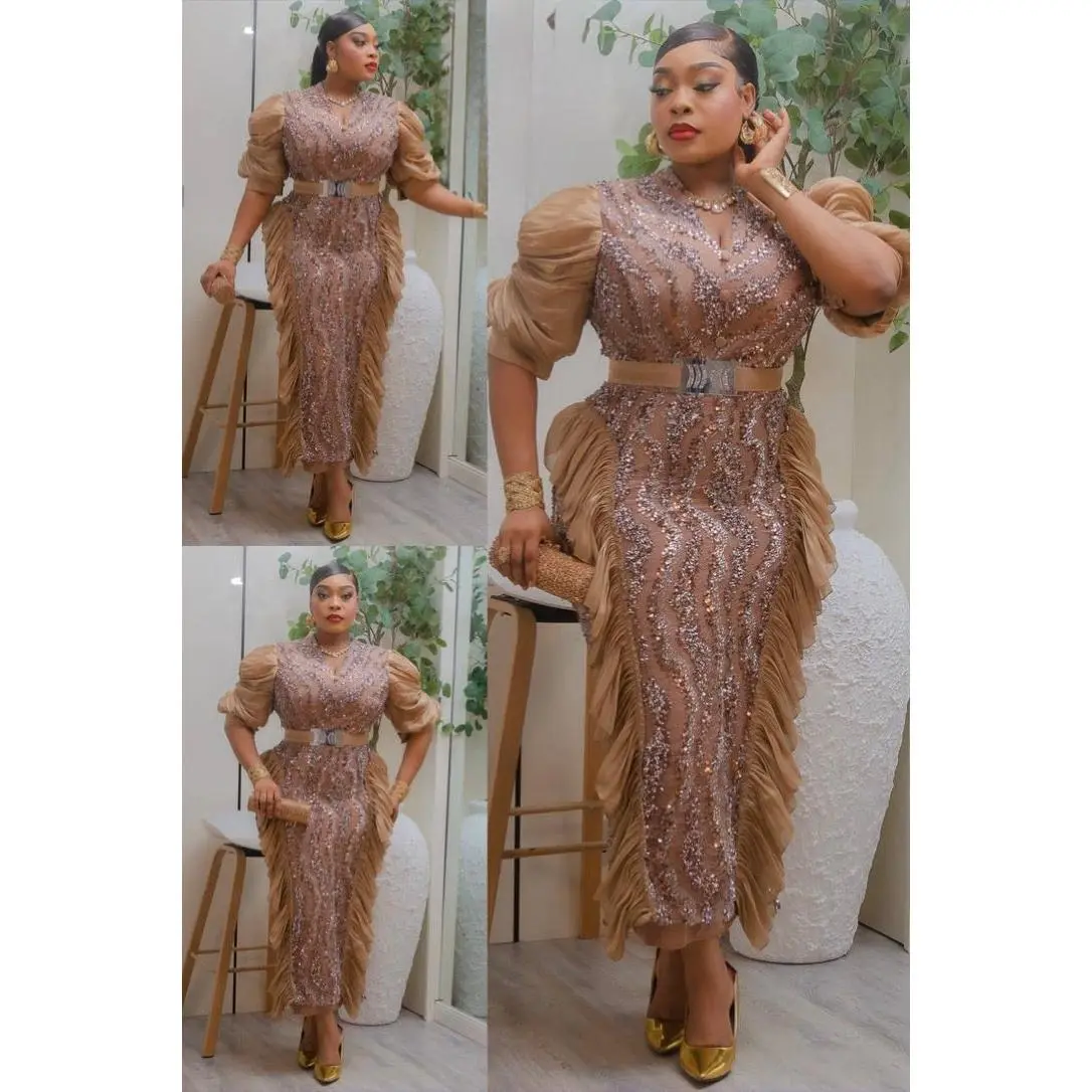 Gold Sequin Ruffle Embellished Maxi Dress for Party Cocktail Wedding Guest Mother of The Bride Gala Dinner Outfit