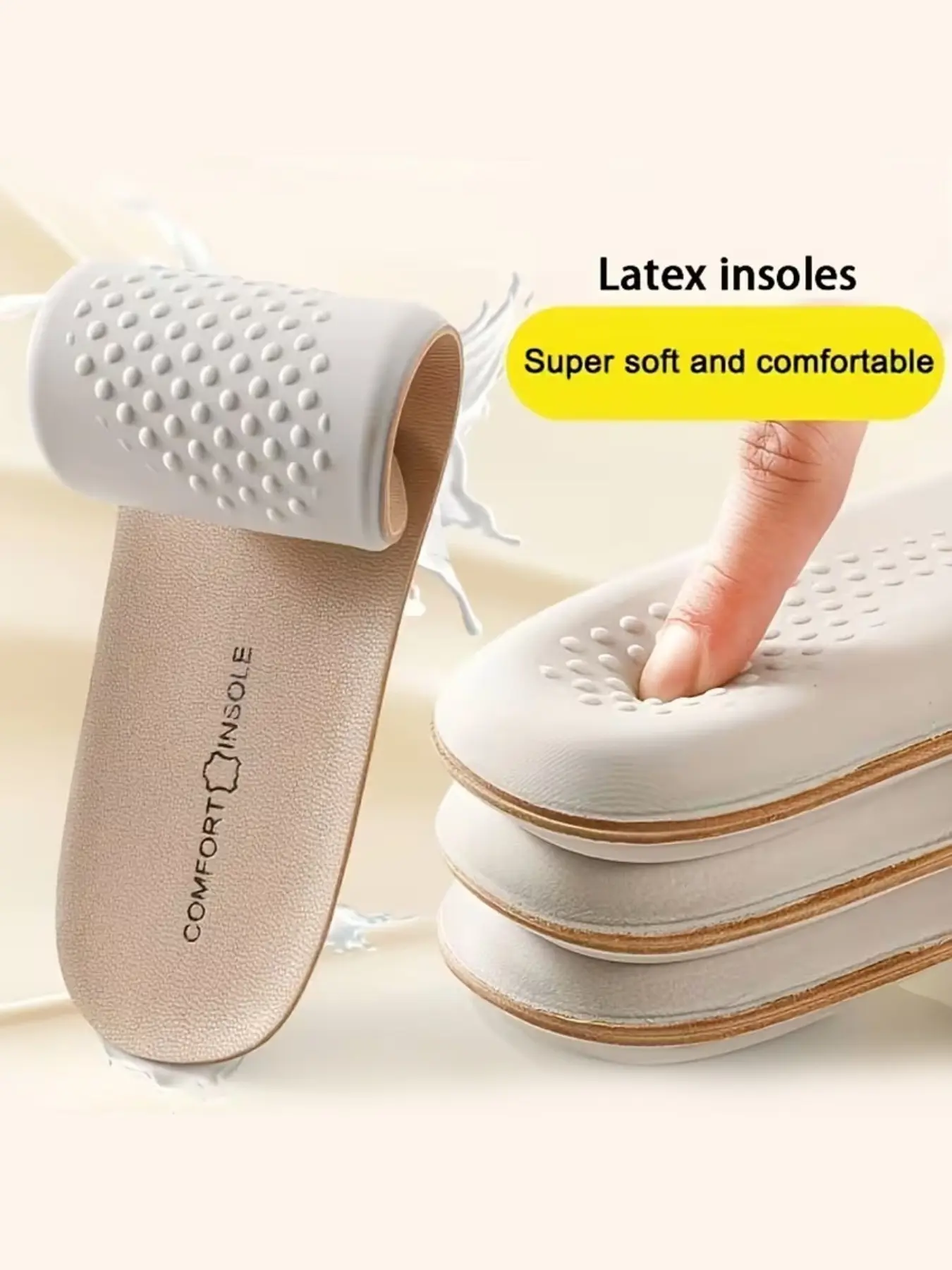 Latex Leather Shoe Insoles, Soft Bottom Comfortable Breathable, Sweat Absorbing Thickened Full Pad, Long Standing Relief, Sports Shock Absorption, Soft Cushioned Insoles, Shock Absorption Comfy
