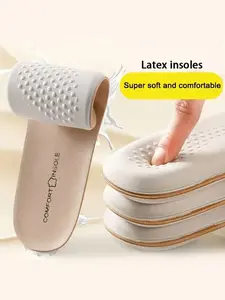 Latex Leather Shoe Insoles, Soft Bottom Comfortable Breathable, Sweat Absorbing Thickened Full Pad, Long Standing Relief, Sports Shock Absorption, Soft Cushioned Insoles, Shock Absorption Comfy
