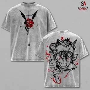 Asta Tee Washed – Black Clover Washed Anime Manga T-Shirt, Vintage Washed Anti-Magic Graphic Tee, Unisex Oversized Streetwear Shirt, Dark Fantasy Anime T-shirt, Asta Character Art Tee, Casual Oversize Washed Shirt, Gift for Black Clover Fans