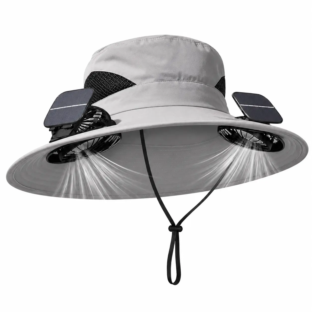 Solar Powered Fan Hat for Adults, USB Rechargeable Wide Brim Cooling Sun Hat with Dual Fans, 3 Speeds for Fishing, Gardening, Hiking & Outdoor Work