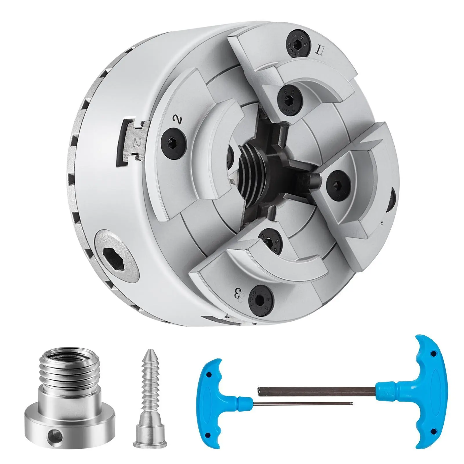 【summerfinds】VEVOR KP96 Lathe Chuck, 4-Jaw 3.75" Diameter, Metal Lathe Chuck Turning Machine Accessories, Self-centering Tool, for Lathe, Precision Machining, Grinding Machines, Milling Machines