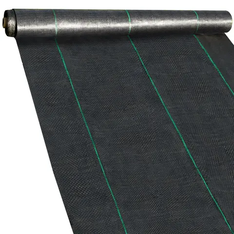 【Fallpicks】VEVOR PP Fabric Weed Blocker Roll, 6FTx300FT 3.2OZ Heavy-Duty Polypropylene, 1800 Sq Ft Cover, High Perm. Geotextile Ground Cover with Green Stripe Align, DIY Cut & Install for Flower Bed Underlayment