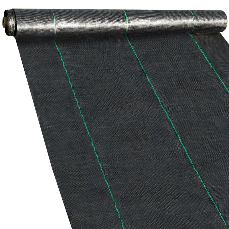 【Fallpicks】VEVOR PP Fabric Weed Blocker Roll, 6FTx300FT 3.2OZ Heavy-Duty Polypropylene, 1800 Sq Ft Cover, High Perm. Geotextile Ground Cover with Green Stripe Align, DIY Cut & Install for Flower Bed Underlayment