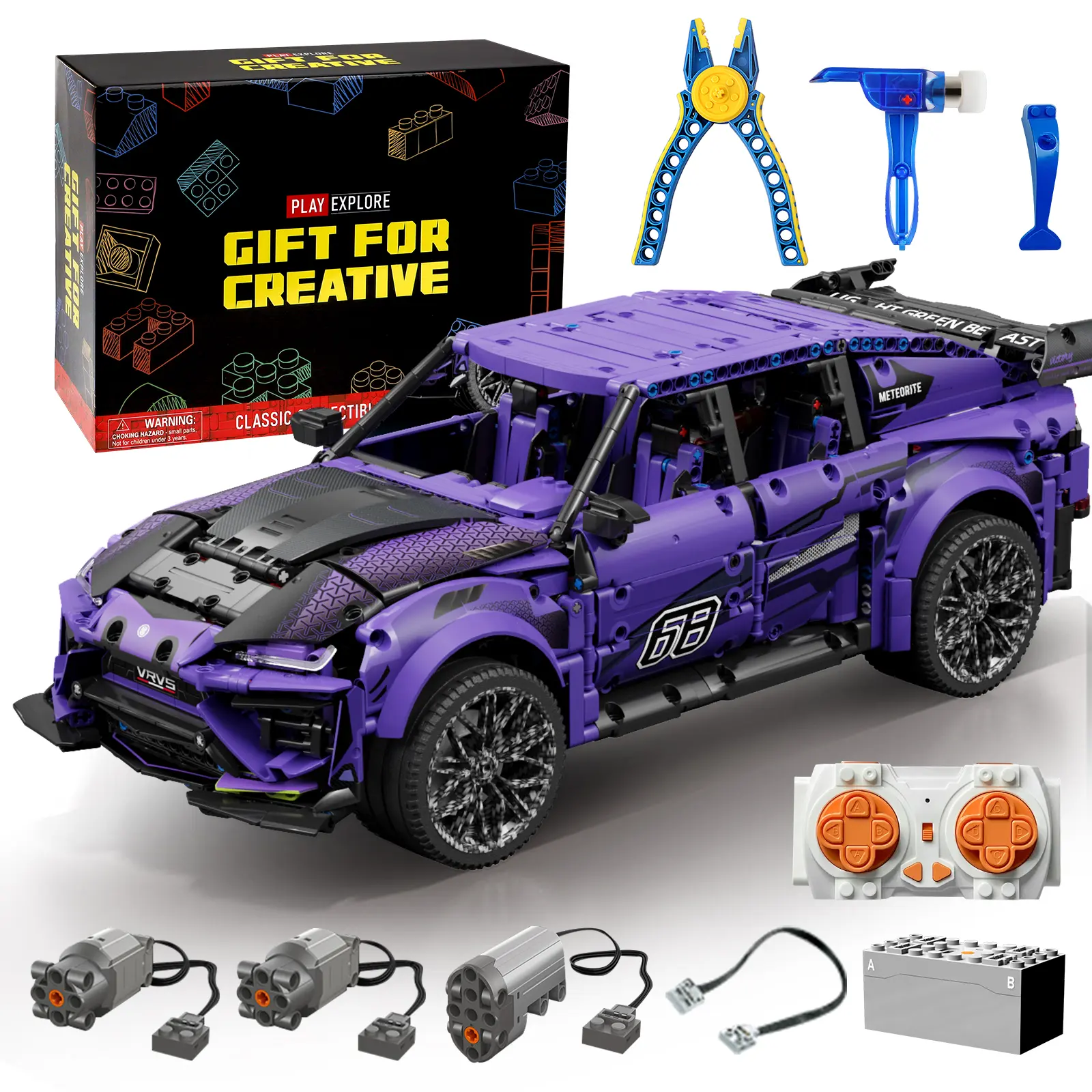 2375PCS 21 Inch Large Size Dynamic RC Technic Car, 1:8 Scale Motorized Building Blocks Model with Rechargeable Battery, Collectible Toy for Adults Teens 14+
