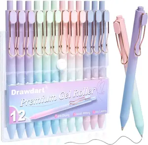 Smooth Writing Pens, 12 Pcs No Bleed & Smear, Black Ink Fine Point (0.5Mm), Retractable Aesthetic Journaling Pens for Women & Men Drawdart