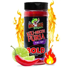 Mexgrim Bold Fuego Powder Dust, Sr.Michelado Hot Chilli Lime 285g.Perfect For Potato Chips,Wing Seasoning,Popcorn,Corn,Fruit & Chamoy Pickle Kit.Polvo De Fuego,Tiktok Trend Items Set Includes Sticker