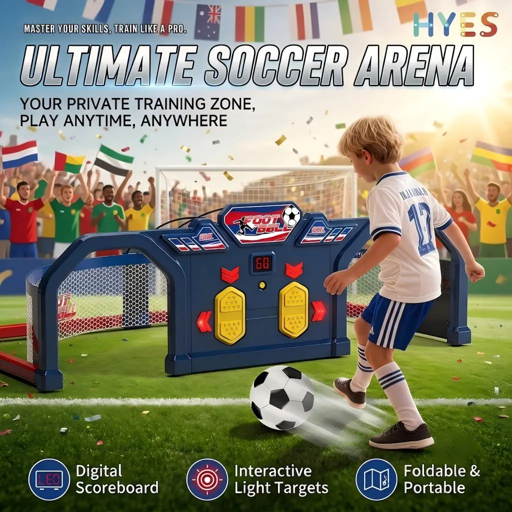 Smart Soccer Training Goal with Electronic Scoreboard & Lights, Interactive Sports Toy Soccer Net with 3 Game Modes for Kids Boys Girls, Indoor Outdoor Portable Soccer Arena Gift, A must-have birthday or holiday gift for soccer fans