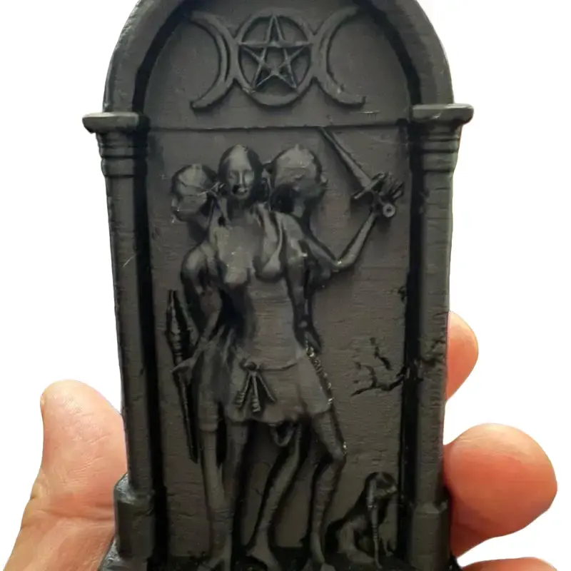Hekate's Shrine: A Tribute to the Goddess of Crossroads 3D Printed Art Piece with Triple Moon Pentacle Design for Altars and Rituals