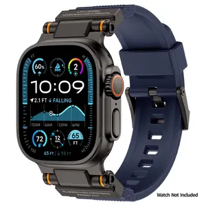Metal connector silicone strap for Apple Watch, outdoor scratch-resistant silicone model, suitable for iWatch series 11/10/9/ultra2/8/7/6/5/4/  ,44-49mm