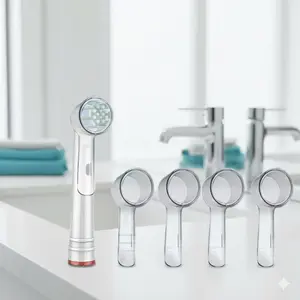 Oral B Electric Toothbrush Travel Case Kit: 4 Replacement Brush Heads, Compatible with iO/Pro/Vitality Series & Braun, Portable Waterproof Storage Box for Daily Use & Travel, Deep Cleaning, Gum Care, Certified Eco-Friendly.