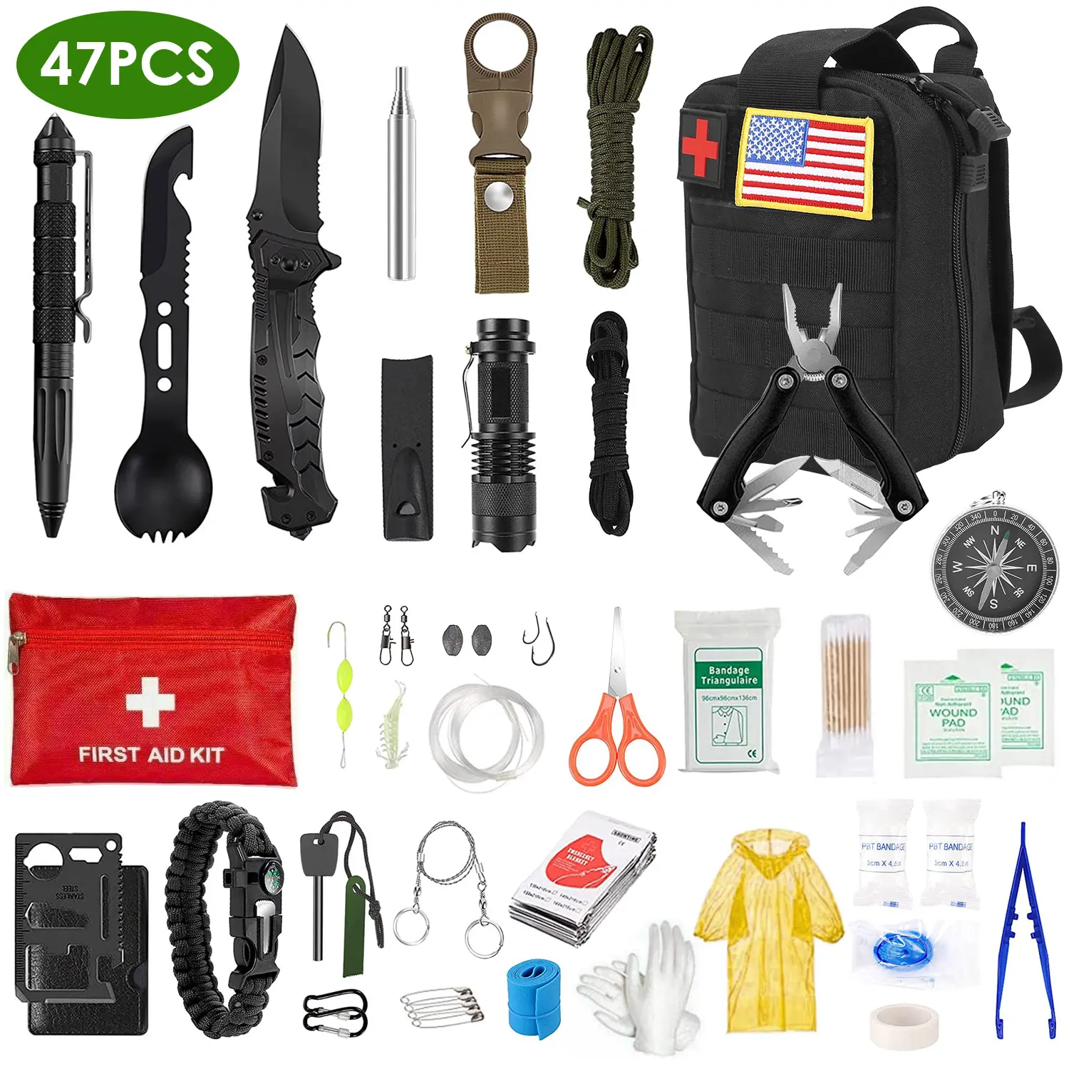 Survival Kits, Professional Survival GearEquipment Tools for SOS Emergency HikingHunting Disaster Camping Adventures, Father'sGift Earthquake Survival Kit