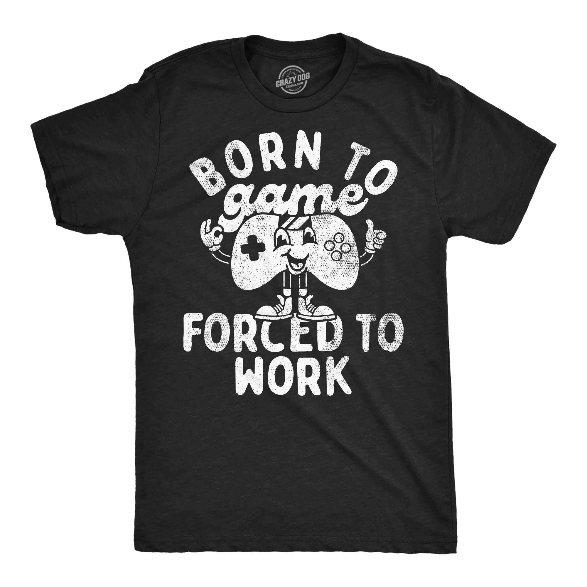Mens Funny T Shirts Born to Game Forced to Work Sarcastic Video Gaming Tee for Men Mens Funny T Shirts Cool Vintage Fashion T-Shirt Gift Classic Menswear Office Apparel for Men Funny Gamer Short Sleeve Novelty Black -