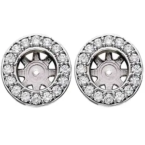 3/4ct Halo Diamond Studs Earring Jackets White Gold (6-6.5mm)