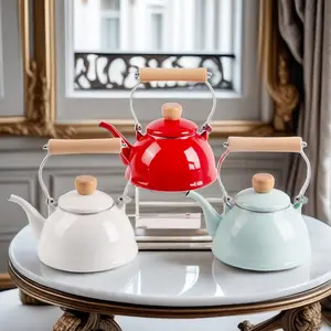 Pure Color Elegant Enamelled Tea Pot, Modern Kitchen Coffee Mug, Perfect for Afternoon Teas, Single Piece Design
