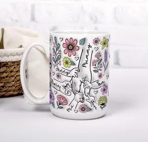 Personalized Mother's Day Mug with Custom Kids Names. Premium Ceramic Coffee Cup for Mom and Grandma. Unique Personalized Mother's Day Gift.