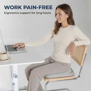 SheRest Extra Large 18in Memory Foam Office Chair Cushion with Straps, Removable Cover, for Office & Car Seats, Duplex Gray Chair Pad