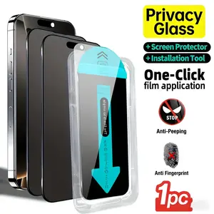 Privacy Screen Protector with One-Click Dust-Free, Compatible with iPhone 16/15/14, Anti-Fingerprint,Anti-Peeping,Auto Dust Removal,No Bubbles,Anti-Spy Tempered Glass Film,Easy Installation Ultra Clear HD Kit tiktokshopspringglowup