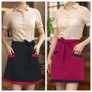 2-Pack Unisex Half Apron with Two Pockets, Ideal for Coffee Shops and Restaurants, Suitable for Male and Female Servers