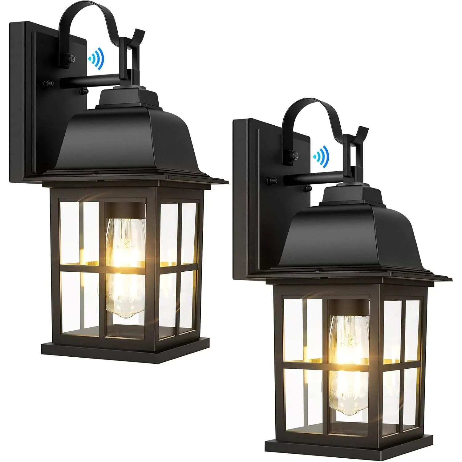 2-Pack Dusk to Dawn Outdoor Wall Lights, Energy Efficient Exterior Light Fixtures with Photocell, 100% Anti-Rust Aluminium Outside Black Wall Lanterns, Waterproof Outdoor Wall Sconces for Porch Patio House Garage