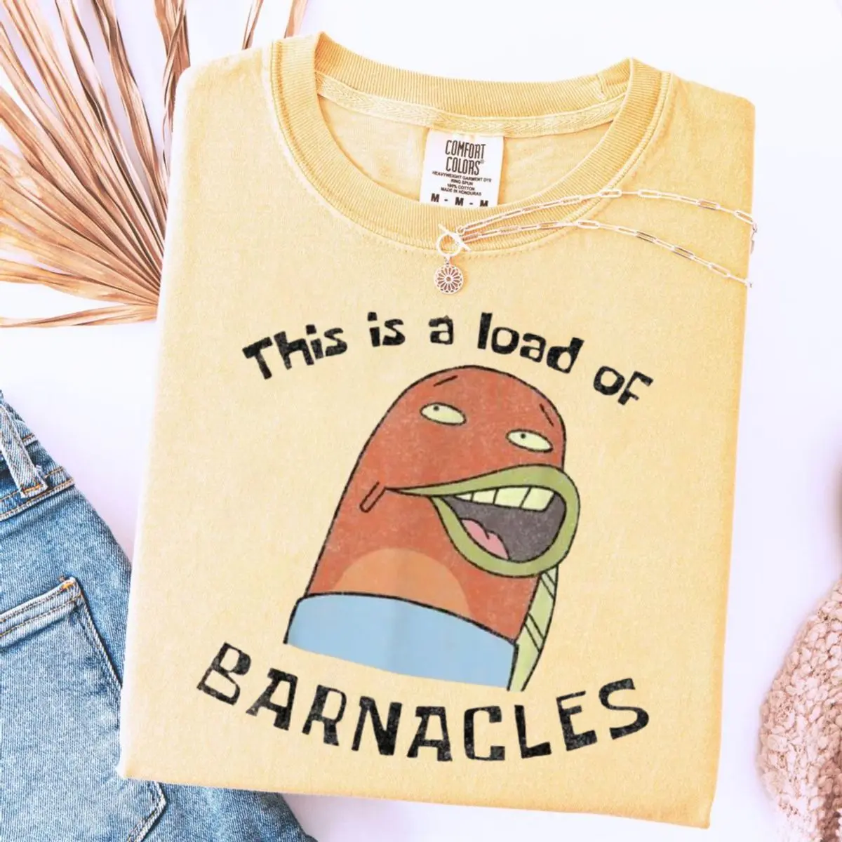 Comfort Colors Funny Spongebob T Shirt, This Is A Load Of Barnacles, Funny Graphic Shirt, Silly Tee Unisex Clothes For Men & Womens, Unisex Crew Neck Top, Classic Streetwear