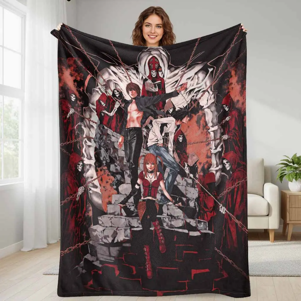 Anime Style Dark Fantasy Aesthetic Characters Flannel Throw Blanket - Ultra Soft, Breathable, Lightweight, Cozy Bedding for Bedroom Decor, Living Room Sofa, Office Nap or Unique Birthday Gift