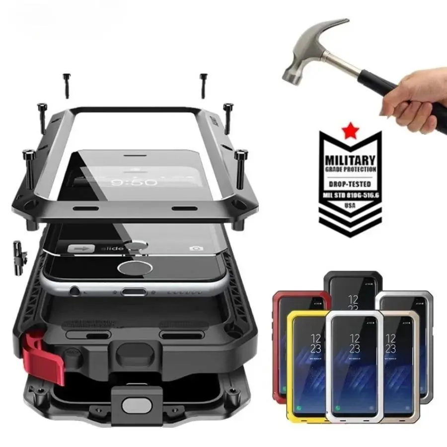 For Samsung Galaxy S25 S24 S23 S22 S21 Ultra S10 S20 Plus Note 20 10 Luxury Armor Metal Heavy Duty Protect Case Shockproof Cover