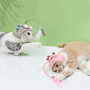 Self-Play Adjustable Cat Hat with Fishing Teaser Toy