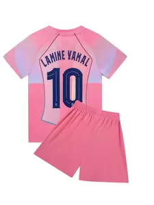 25/26 Kids Sports Set, Boys Girls Breathable Lamine Yalam, Christmas Gift, Football Fan Shirt, Training Wear, Match Casual, Short Sleeve and Shorts