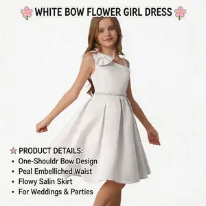 Girls' Polyester Plain Navy Blue Sleeveless A-Line Formal Dress - Asymmetrical Neckline, Ribbon Waistband, Flattering Fit, Quality Fabric - Ideal for Weddings - 2026 KVS Fashion Kids' Formal Wear